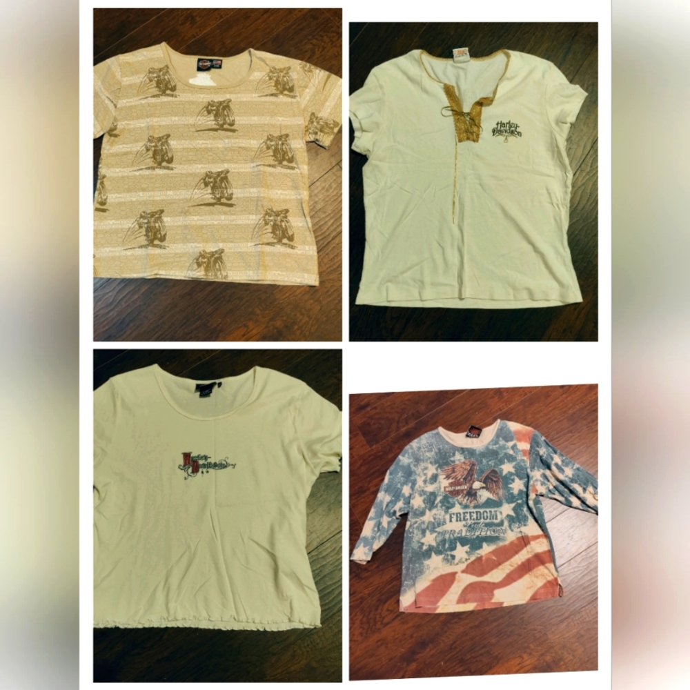 Four Harley Davidson official Women's Tops Feminine Cut  XL  Lot of 4 boho biker